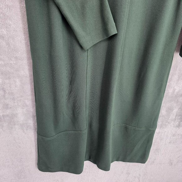 J Jill Ponte Knit Shift Dress S Dark Forest Green 3/4 Sleeve Pockets Stretchy - Picture 5 of 11